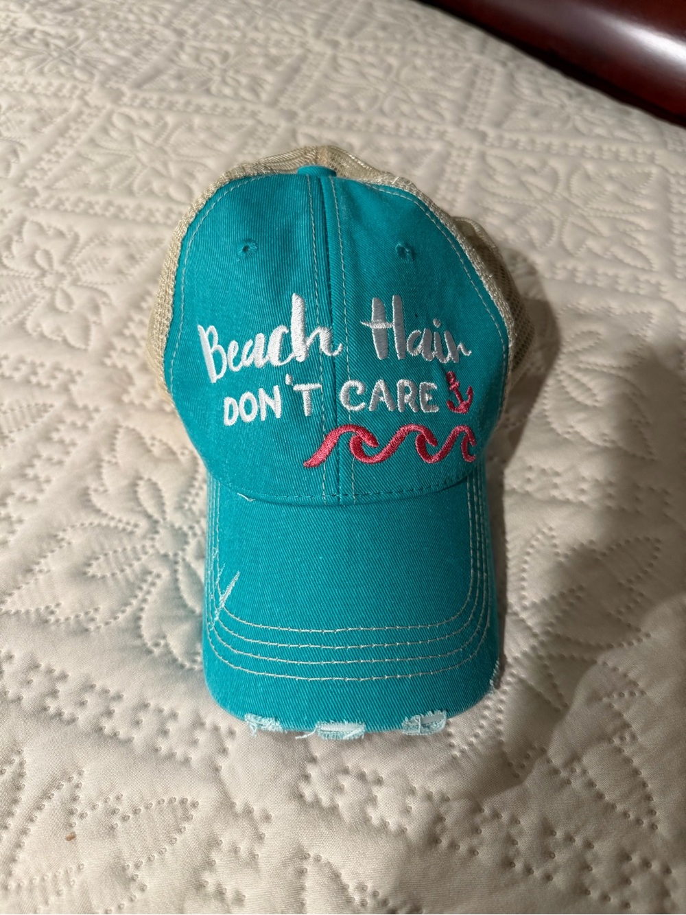 Turquoise Women’s Beach Hair Don't Care' Trucker Cap